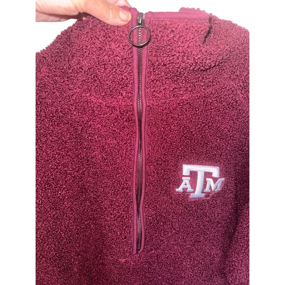 Texas A&M Sherpa Fleece Pullover Plus Sz XXL Burgundy Jacket 1/4 Zip Colosseum - Picture 8 of 10